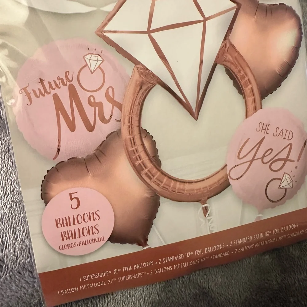Bridal Shower Engagement Party Balloons Decorations Foil Diamond Ring Future Mrs